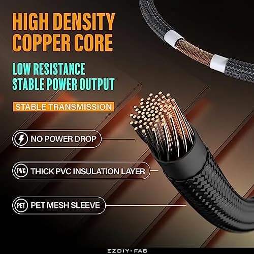EZDIY-FAB 16pin (12+4) 12VHPWR PCIe 5.0 GPU Power Sleeved Cable Extension, Male to Female, Compatible with RTX 4080, 4090, 4070, 16AWG with Cable Combs-Black Grey thumbnail 7