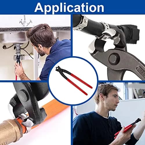 Tnisesm Ear Clamp Pliers 9 inch | Carbon Steel Hose Clamp Crimping Tool for Pipes & Fuel Lines thumbnail 6