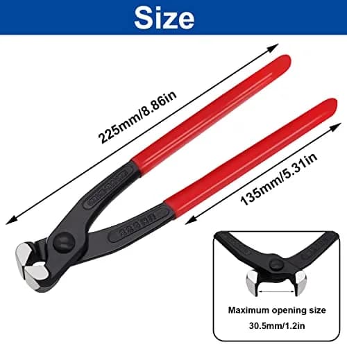 Tnisesm Ear Clamp Pliers 9 inch | Carbon Steel Hose Clamp Crimping Tool for Pipes & Fuel Lines thumbnail 2