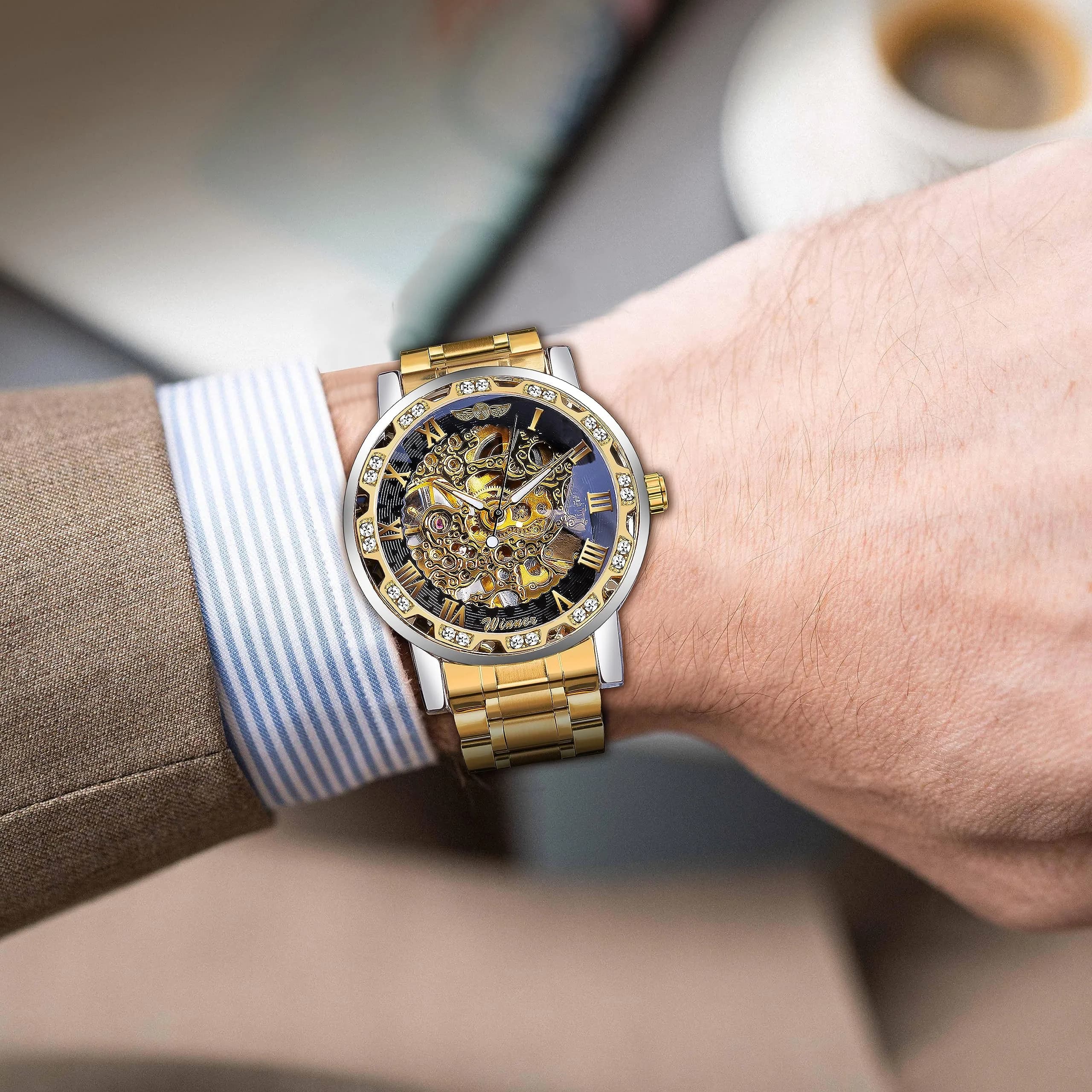 FORSINING Retro Skeleton Automatic Watch 40mm (1.57in) | Diamond Embellished Mechanical Wristwatch - view 5