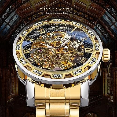 FORSINING Retro Skeleton Automatic Watch 40mm (1.57in) | Diamond Embellished Mechanical Wristwatch thumbnail 2