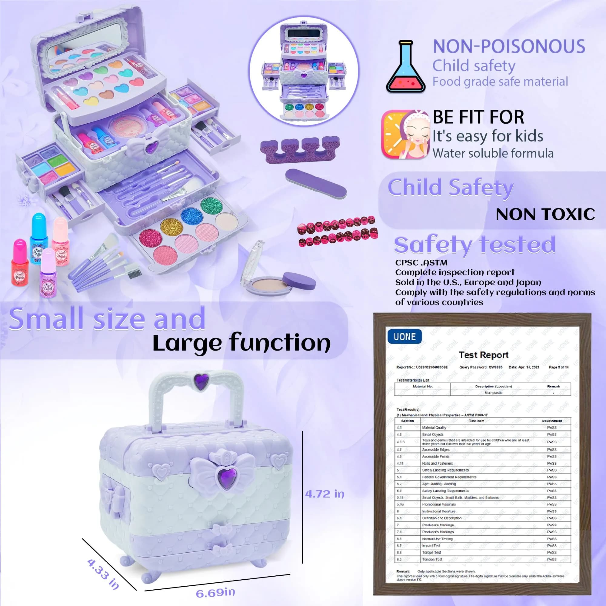 Mrabbitoo Kids Makeup Set Purple 739g (1.63lb) | Washable Pretend Play Toy for Girls Ages 3-12 - view 6
