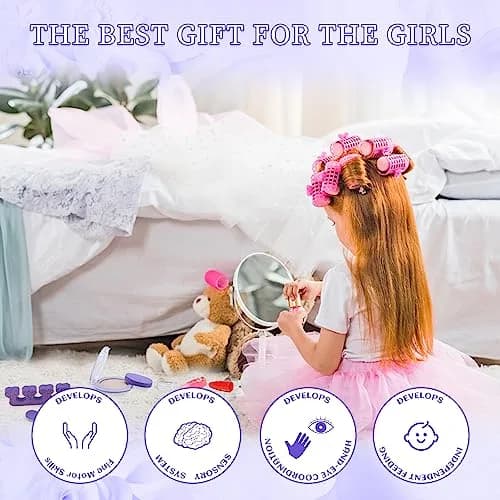Mrabbitoo Kids Makeup Set Purple 739g (1.63lb) | Washable Pretend Play Toy for Girls Ages 3-12 thumbnail 2