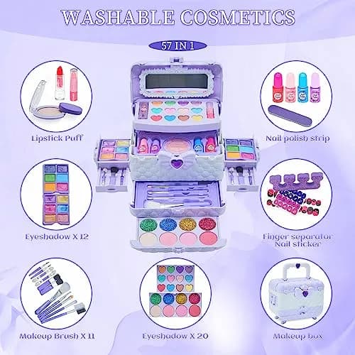 Mrabbitoo Kids Makeup Set Purple 739g (1.63lb) | Washable Pretend Play Toy for Girls Ages 3-12 thumbnail 3