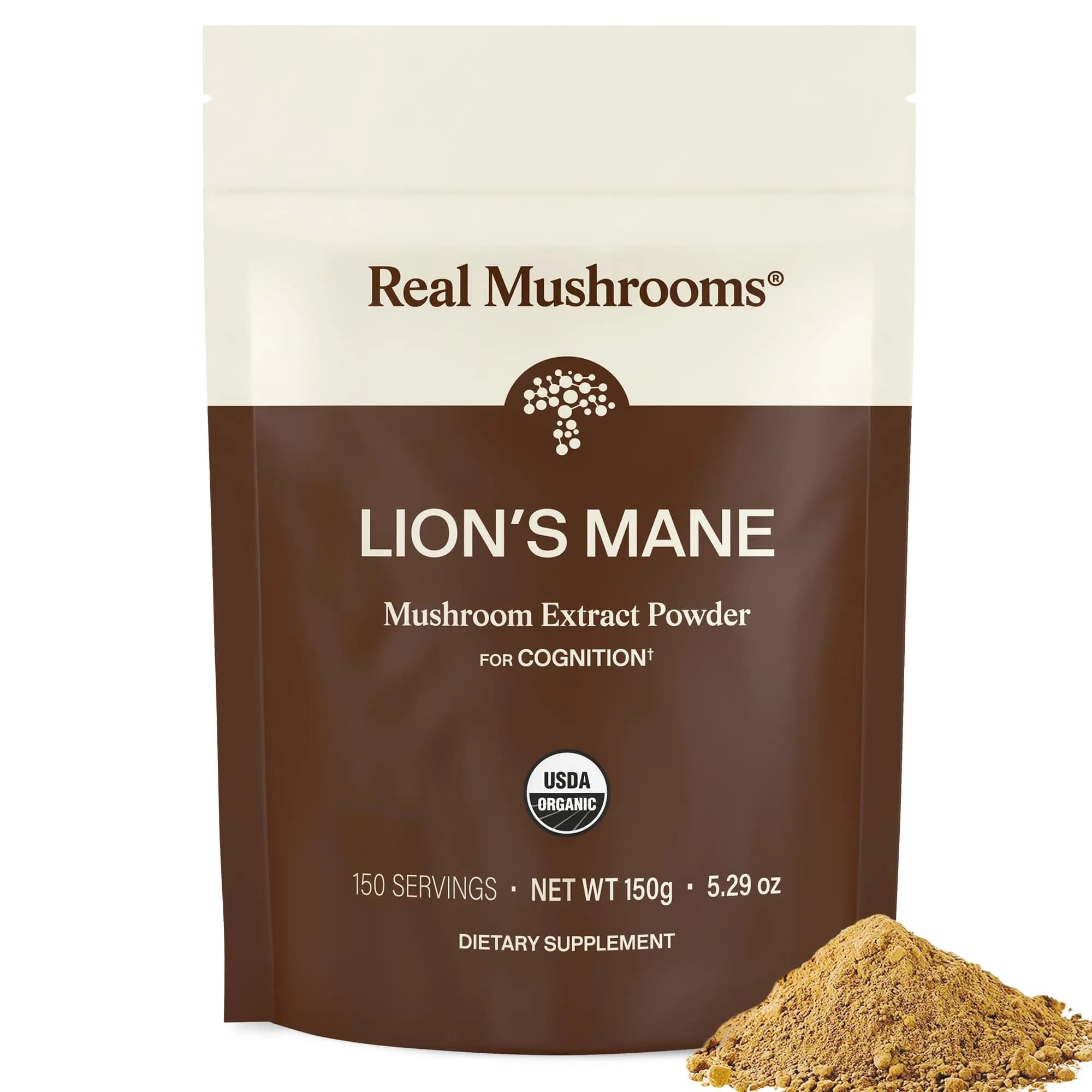 Real Mushrooms Lion's Mane Extract Powder 150 Servings | Organic Adaptogen for Focus & Clarity - main product image