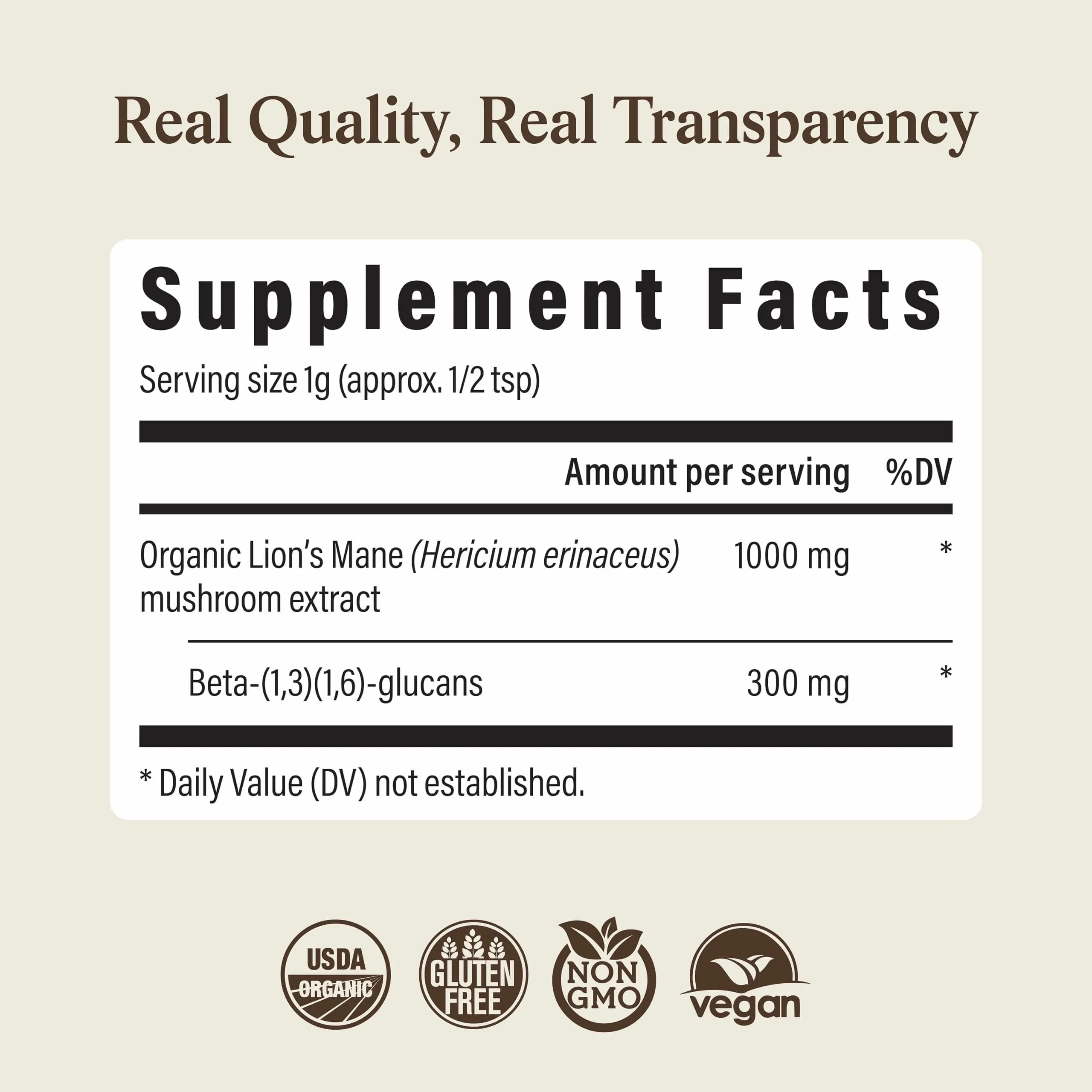 Real Mushrooms Lion's Mane Extract Powder 150 Servings | Organic Adaptogen for Focus & Clarity - view 9