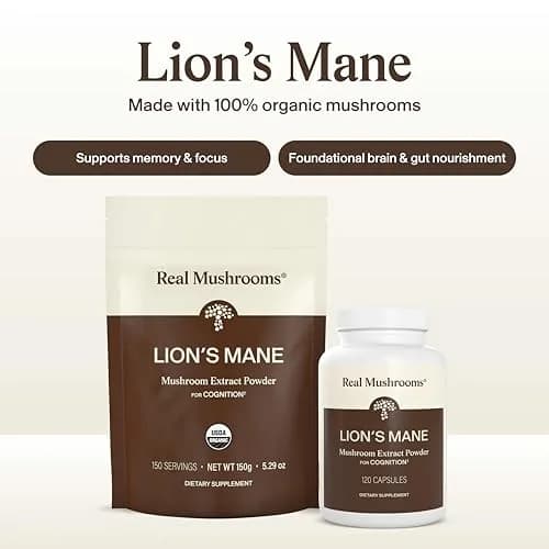 Real Mushrooms Lion's Mane Extract Powder 150 Servings | Organic Adaptogen for Focus & Clarity thumbnail 3