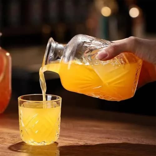 Mfacoy Bedside Water Carafe and Glass Set | 17 OZ Glass Pitcher & 5 OZ Cup | Vintage Bedroom Serveware thumbnail 5