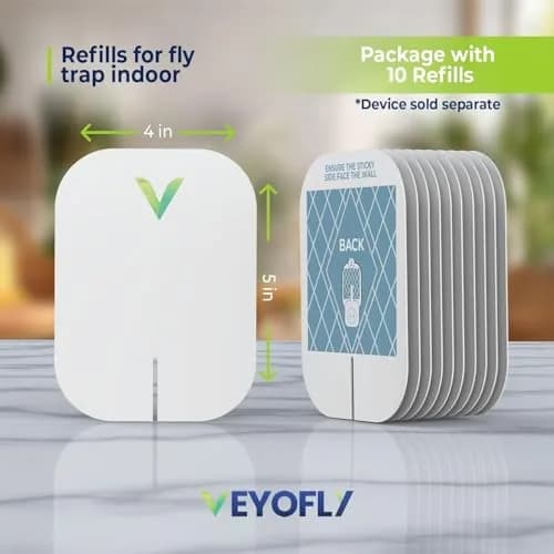 VEYOFLY Fruit Fly & Gnat Trap Refills (10-Pack) | Official USA Import, Non-Toxic Glue Boards thumbnail 2