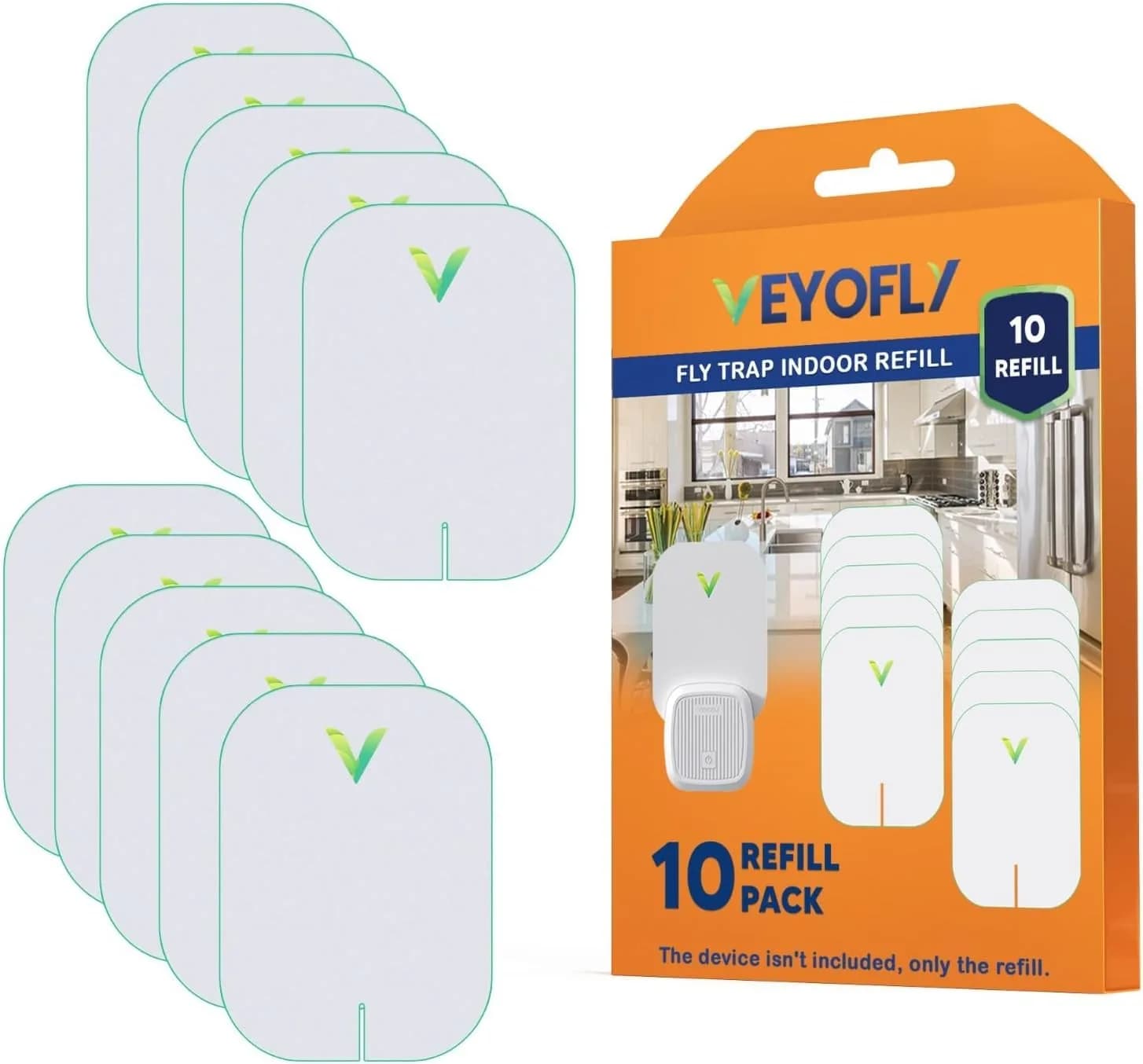 VEYOFLY Fruit Fly & Gnat Trap 4 Devices + 6 Refills | Plug-in Indoor Insect Catcher — 10 Refills