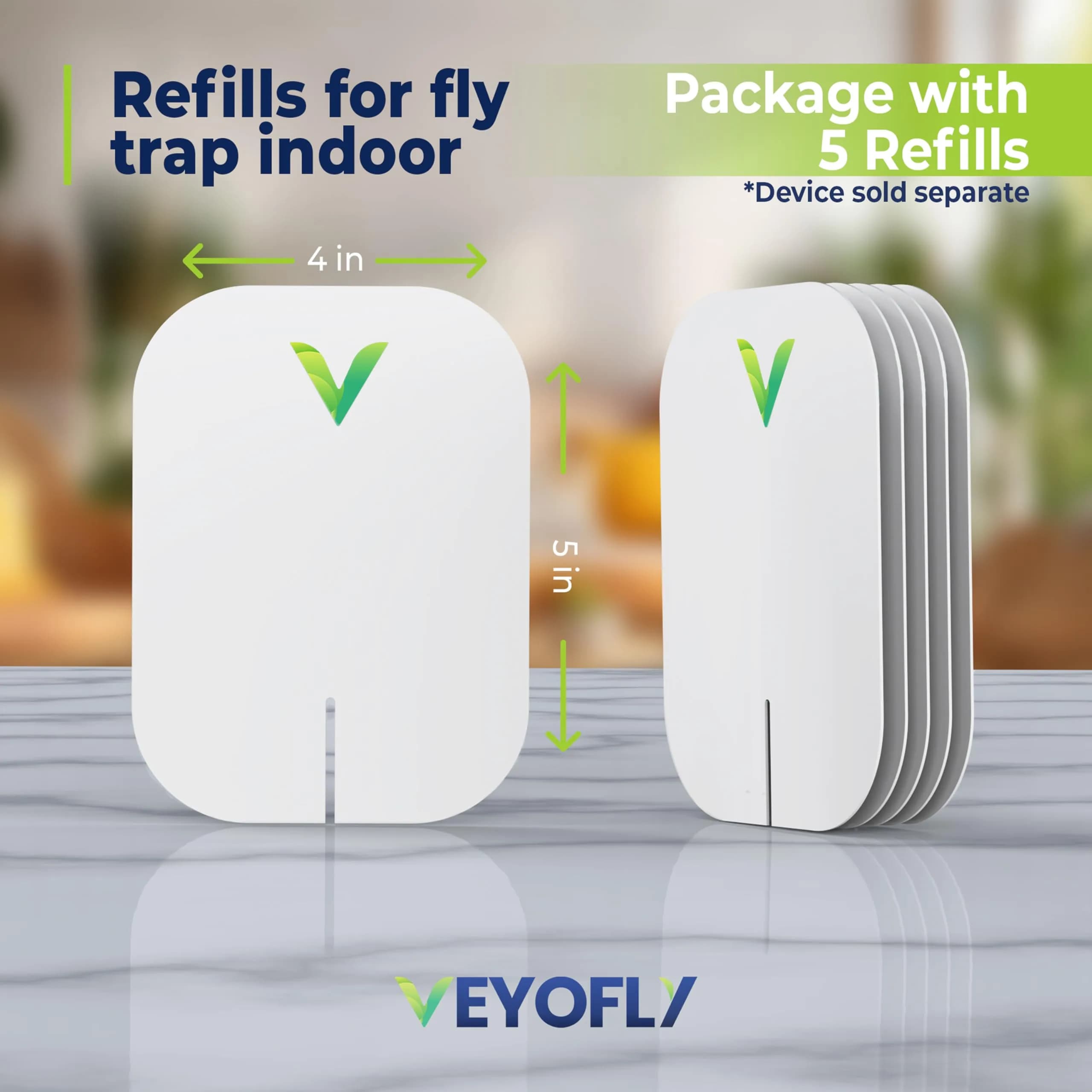 VEYOFLY Fruit Fly & Gnat Trap Refills - 5 Pack | Indoor Insect Catcher Replacements - view 2