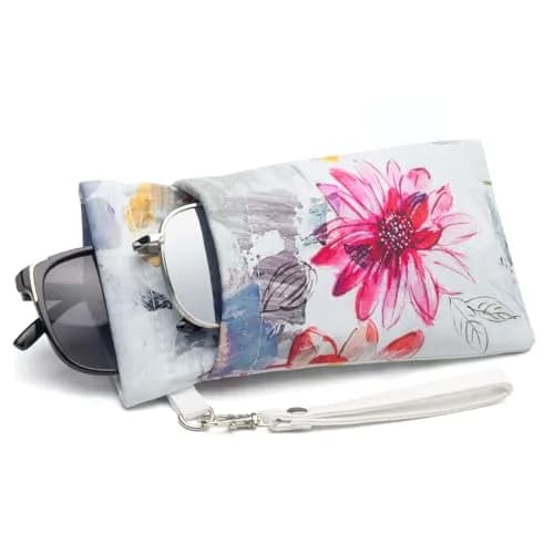 Face Shadow Double Glasses Case Soft Eyeglass Case Ink Flower | Holds Two Pairs, Microfiber Protection thumbnail 1