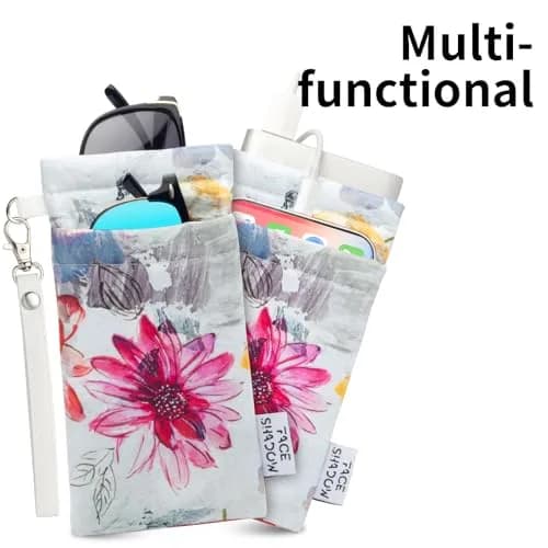 Face Shadow Double Glasses Case Soft Eyeglass Case Ink Flower | Holds Two Pairs, Microfiber Protection thumbnail 6