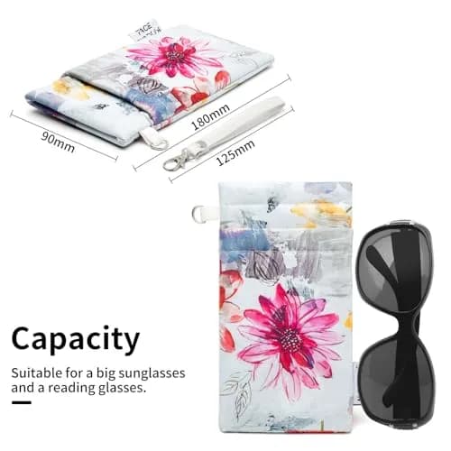 Face Shadow Double Glasses Case Soft Eyeglass Case Ink Flower | Holds Two Pairs, Microfiber Protection thumbnail 2