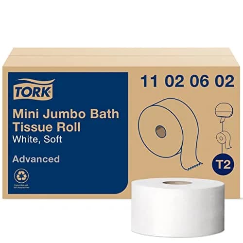 Tork White Paper Towel Roll & Mini Jumbo Bath Tissue Roll - 12 Rolls | 2-Ply Sheets, 21612 Total Towels thumbnail 5