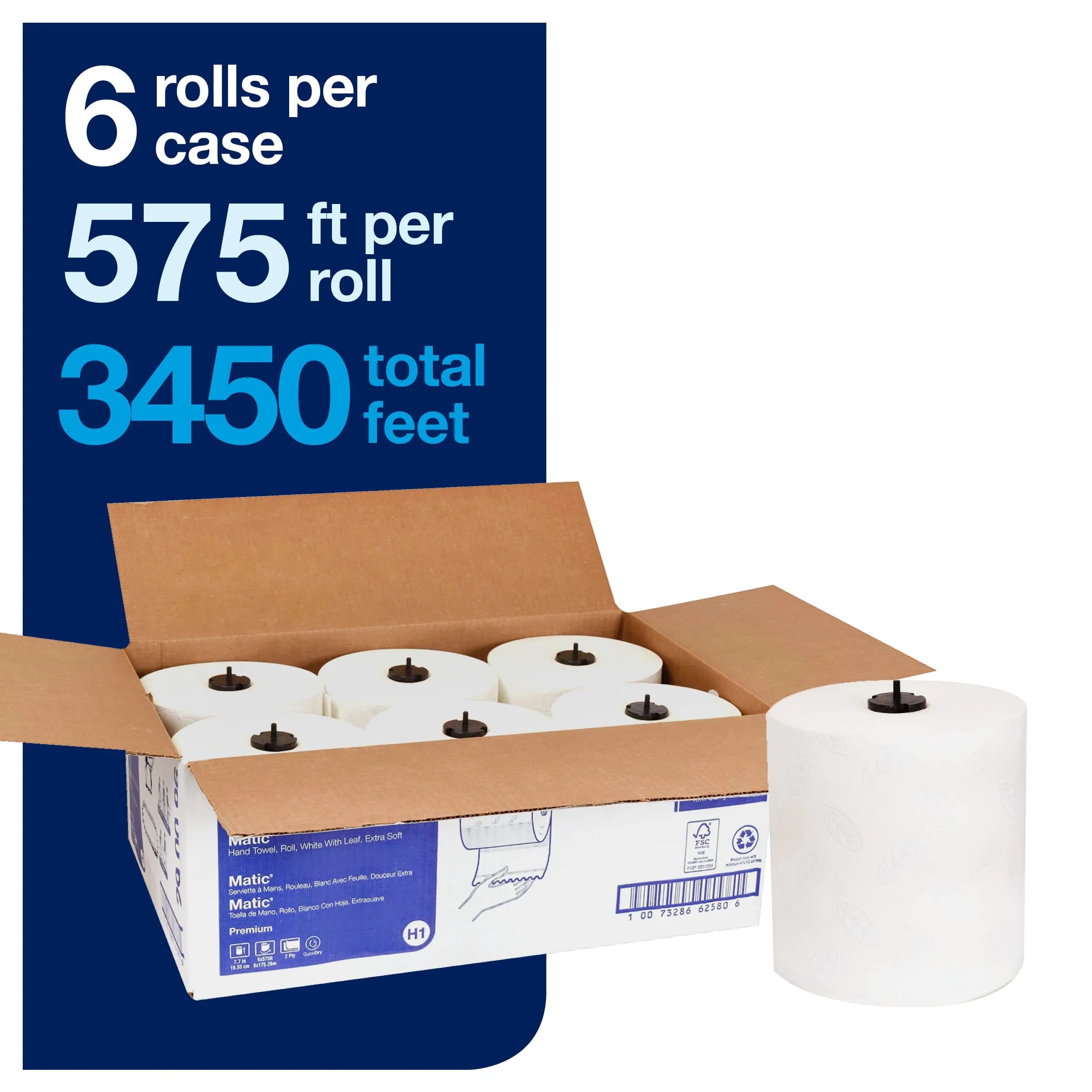 Tork Matic Soft Hand Towel Roll & Mini Jumbo Bath Tissue Roll - 12 Rolls | Bulk Size Paper Towel - view 3