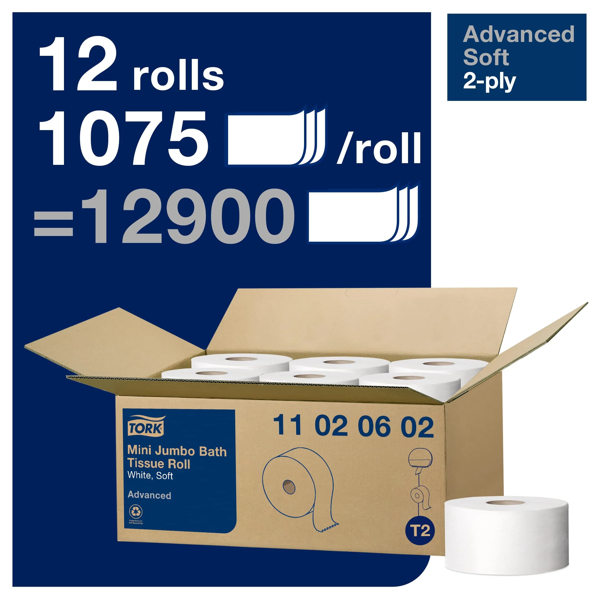 Tork Matic Soft Hand Towel Roll & Mini Jumbo Bath Tissue Roll - 12 Rolls | Bulk Size Paper Towel - view 6