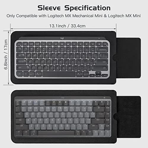 LEZE Black PU Leather Keyboard Sleeve Case for Logitech MX Keys Mini & MX Mechanical Mini Wireless Keyboards | Easy Carry & Water Resistant thumbnail 2
