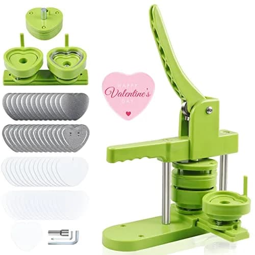 MK.Bear Heart Button Maker Machine Replaceable Badge-Model, DIY Button Pin Maker Kit, Badge Press Machine with 100PCS Heart Badge Supplies | Detachable, Durable, Easy thumbnail 1