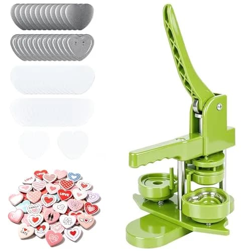 MK.Bear Heart Button Maker Machine DIY Gift, 100 Sets Supplies, Green | Easy to Use, Durable Plastic, Perfect for DIY Crafts thumbnail 1