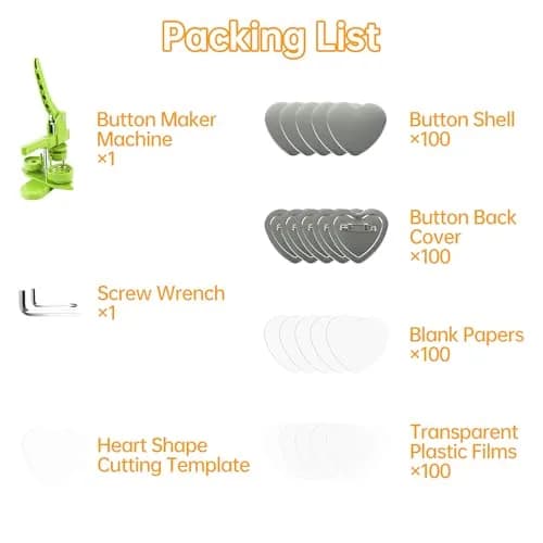 MK.Bear Heart Button Maker Machine DIY Gift, 100 Sets Supplies, Green | Easy to Use, Durable Plastic, Perfect for DIY Crafts thumbnail 5