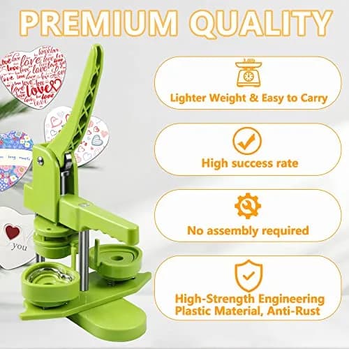 MK.Bear Heart Button Maker Machine DIY Gift, 100 Sets Supplies, Green | Easy to Use, Durable Plastic, Perfect for DIY Crafts thumbnail 2