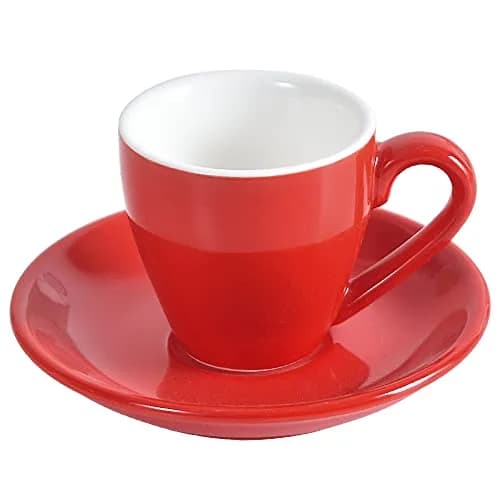 ionEgg Porcelain Espresso Cup with Saucer, 80ml/2.7Oz, Red | Elegant Mini Coffee Shot Cup thumbnail 1