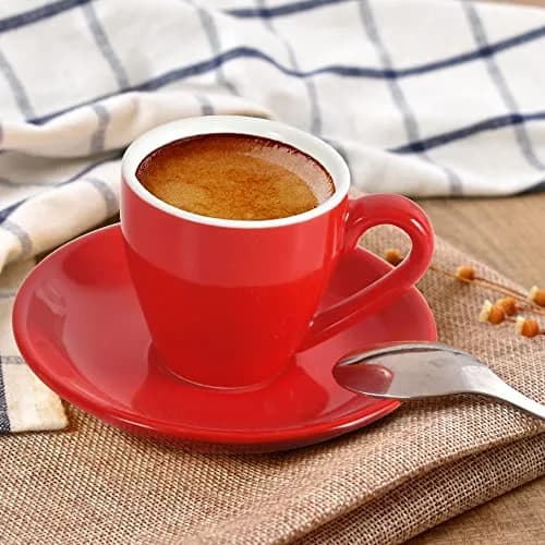 ionEgg Porcelain Espresso Cup with Saucer, 80ml/2.7Oz, Red | Elegant Mini Coffee Shot Cup thumbnail 4