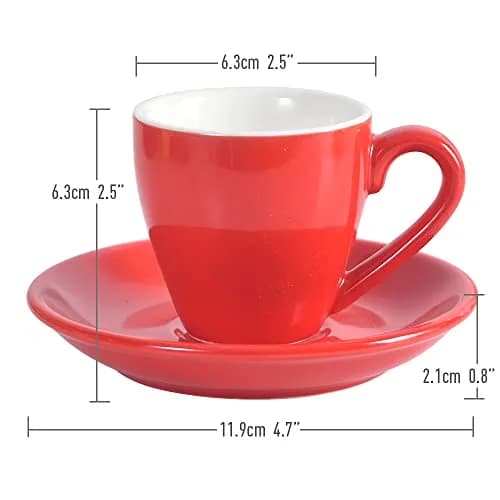ionEgg Porcelain Espresso Cup with Saucer, 80ml/2.7Oz, Red | Elegant Mini Coffee Shot Cup thumbnail 2