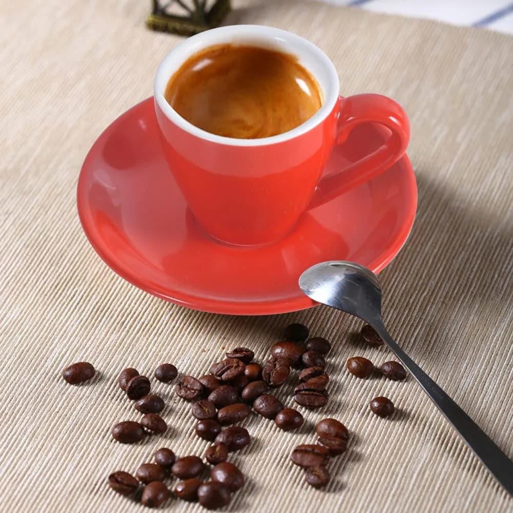 ionEgg Red Porcelain Espresso Cup with Saucer, 80ml (2.7Oz) - Pro-Grade Lead-Free Ceramic - view 3