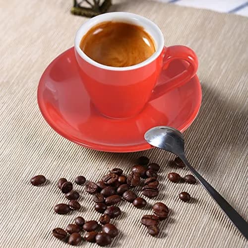 ionEgg Porcelain Espresso Cup with Saucer, 80ml/2.7Oz, Red | Elegant Mini Coffee Shot Cup thumbnail 3