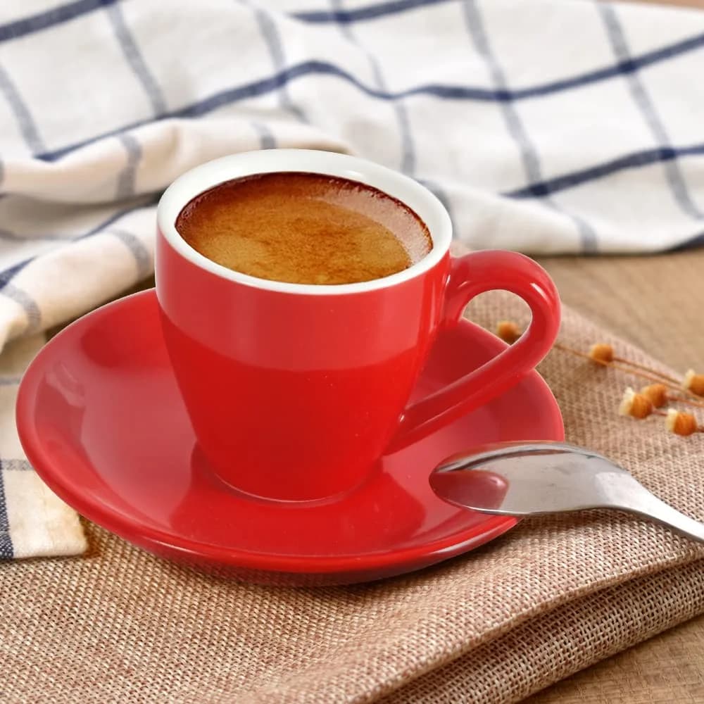 ionEgg Red Porcelain Espresso Cup with Saucer, 80ml (2.7Oz) - Pro-Grade Lead-Free Ceramic - view 4