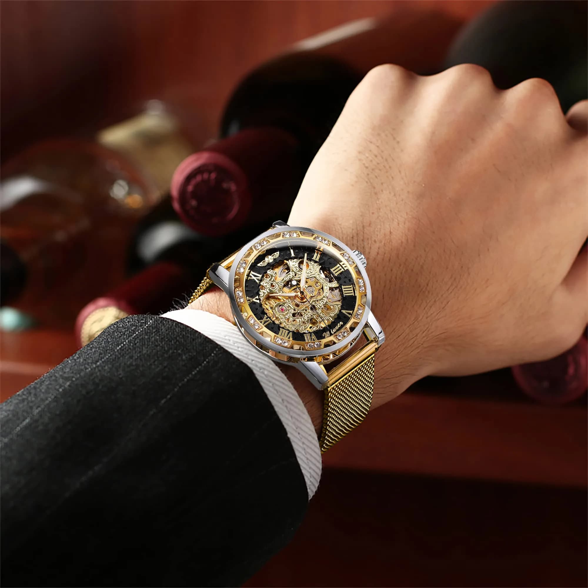 FORSINING Retro Skeleton Automatic Watch 49mm (1.93in) | Luxury Mechanical Watch with Diamond Dial - view 5