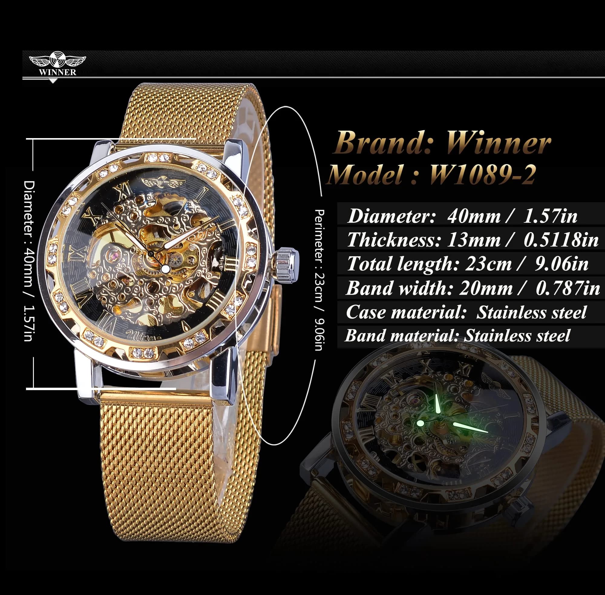 FORSINING Retro Skeleton Automatic Watch 49mm (1.93in) | Luxury Mechanical Watch with Diamond Dial - view 6