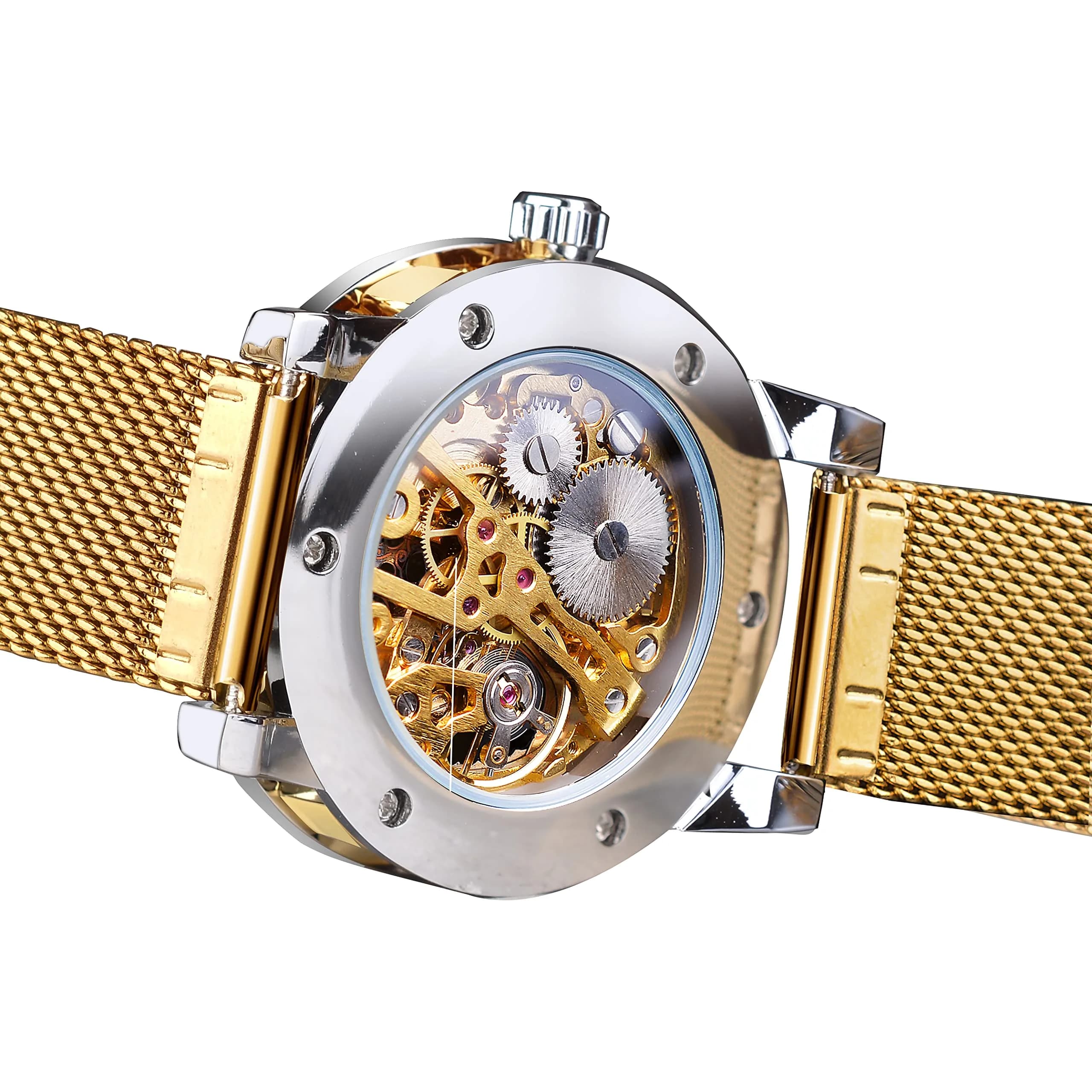 FORSINING Gold-W Retro Steampunk Skeleton Automatic Diamond Men's Luxury Mechanical Wrist Watch 45mm - view 4