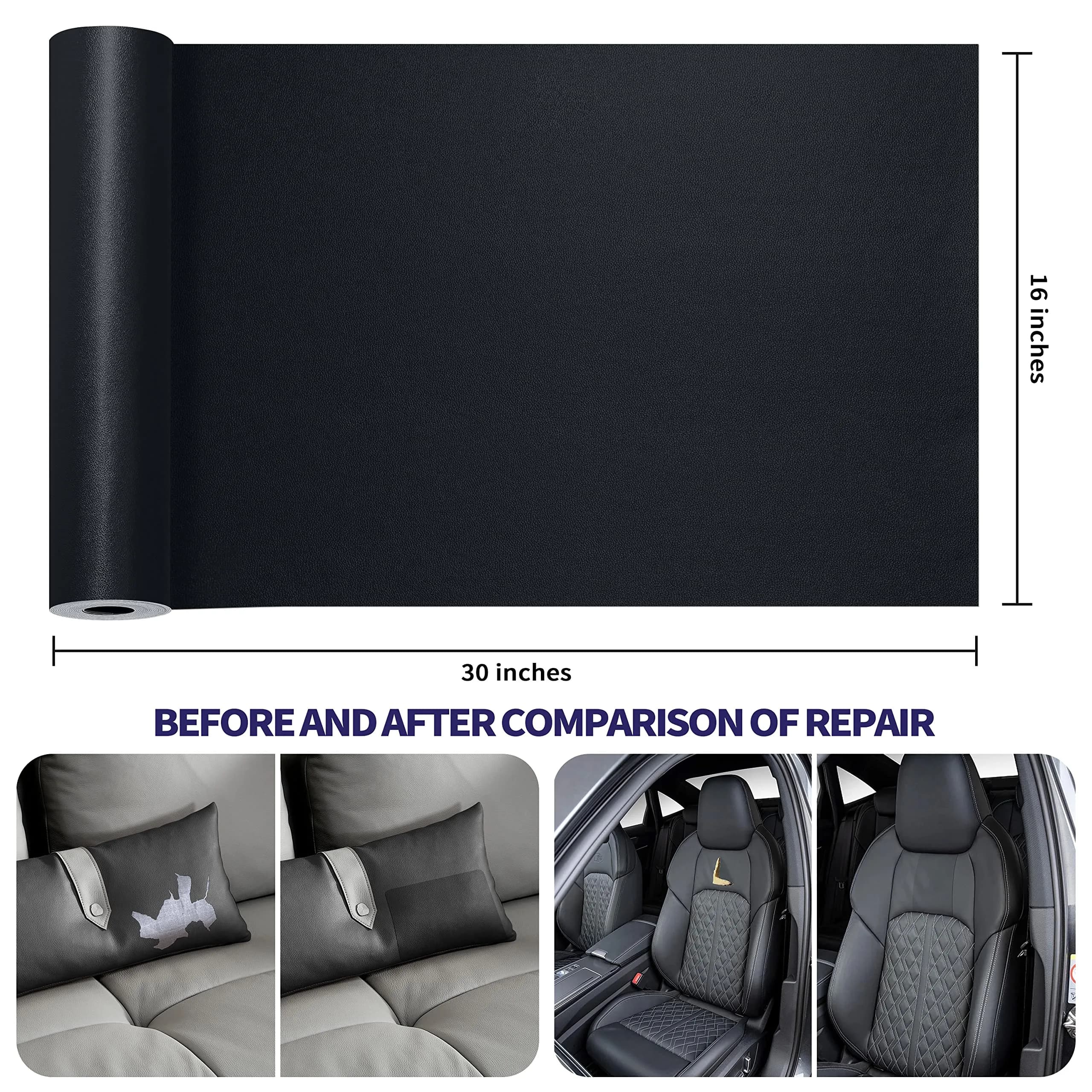 Besezx Leather Repair Patch Tape Kit Self Adhesive for Furniture Couch Sofa Car Seats Office Chair Vinyl Repair 30in x 16in - view 3
