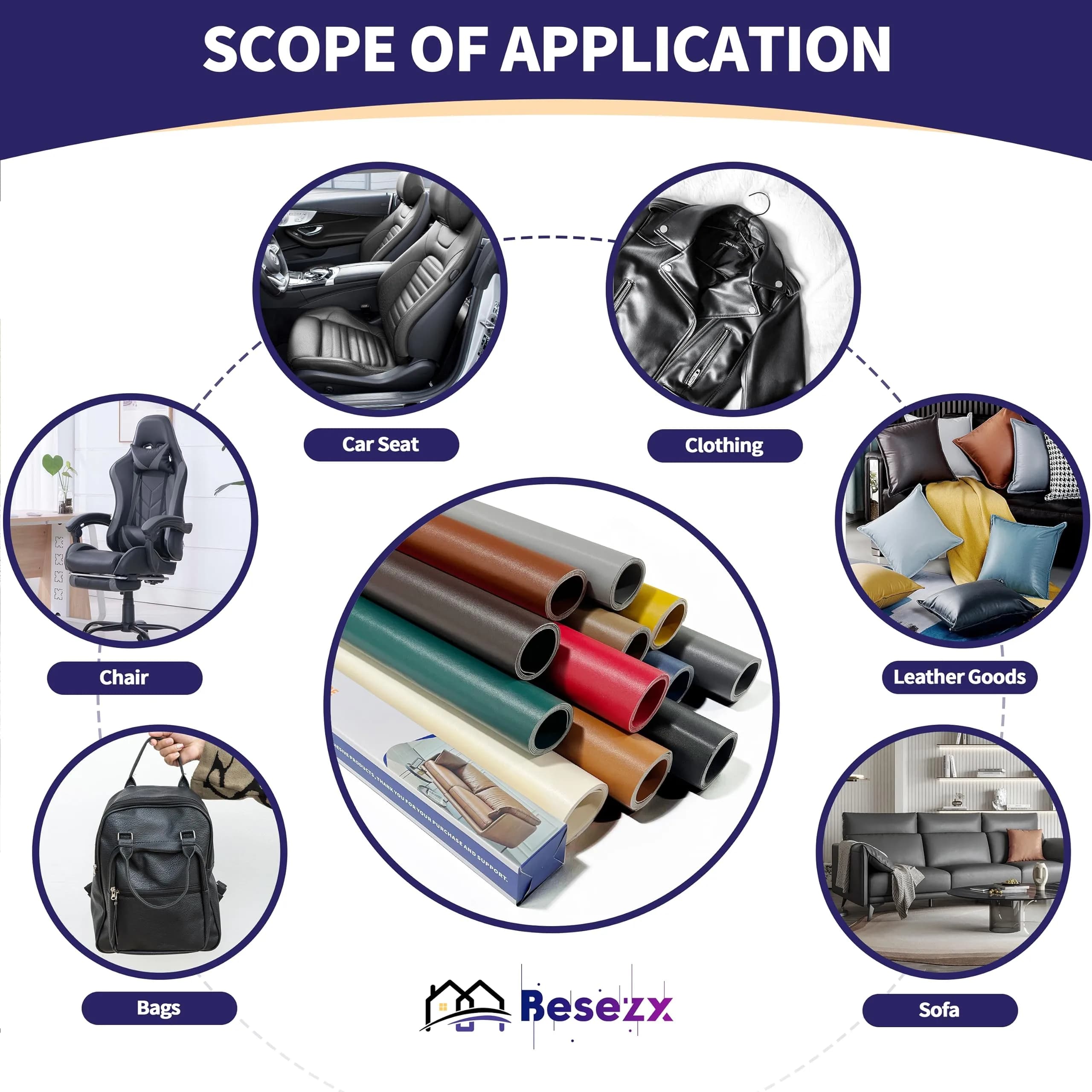 Besezx Leather Repair Patch Tape Kit Self Adhesive for Furniture Couch Sofa Car Seats Office Chair Vinyl Repair 30in x 16in - view 6