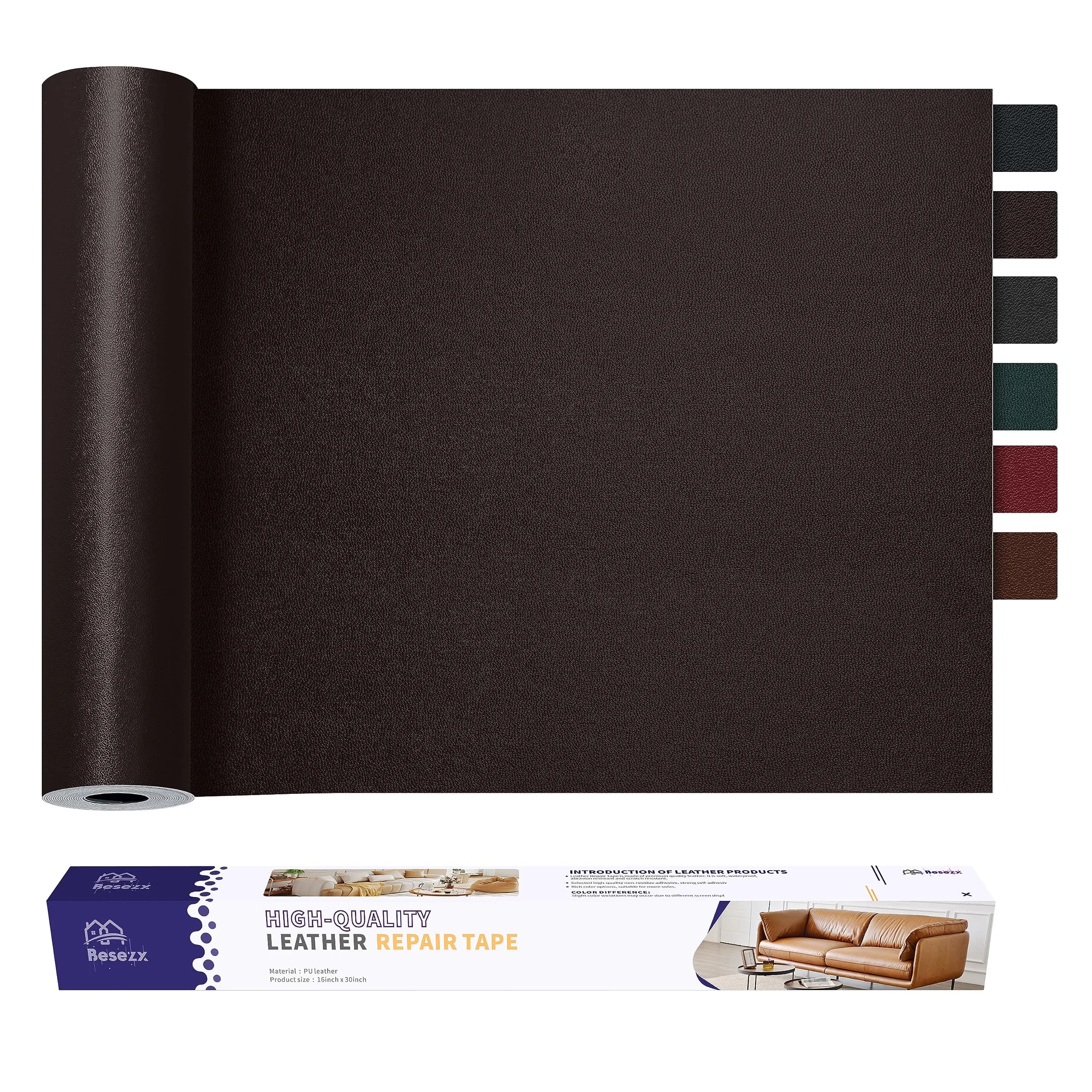 Besezx Leather Repair Patch Tape Kit 76cm x 41cm (30in x 16in) | Self-Adhesive for Furniture & Car Seats - main product image