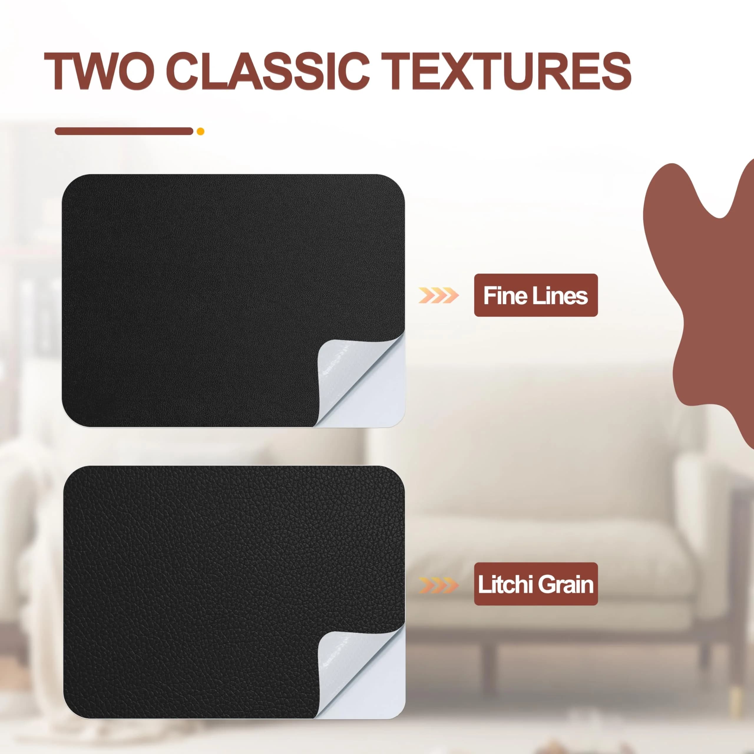 Besezx Dark Brown Leather Repair Patch Tape (30in x 16in) - Self-Adhesive, Waterproof for Furniture & Car Seats - view 6