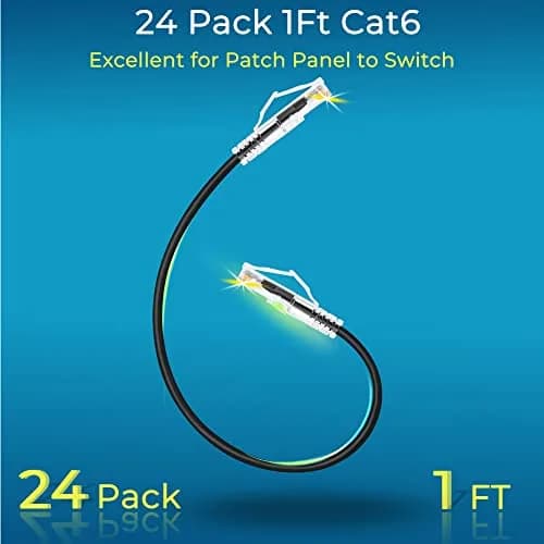 Rapink Cat6a Ethernet Patch Cable 1ft (24 Pack) Slim, 10Gbps 550MHz | Snagless RJ45 Connectors thumbnail 2