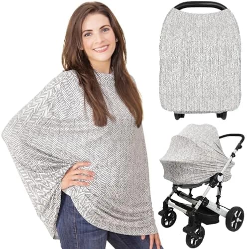 KeaBabies Nursing Cover Herringbone Multi Use Breastfeeding Cover 79cm x 104cm | 360° Coverage for Privacy thumbnail 1
