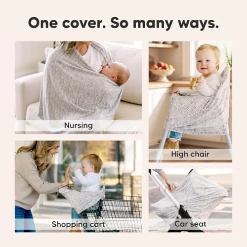 KeaBabies Nursing Cover Herringbone Multi Use Breastfeeding Cover 79cm x 104cm | 360° Coverage for Privacy thumbnail 6