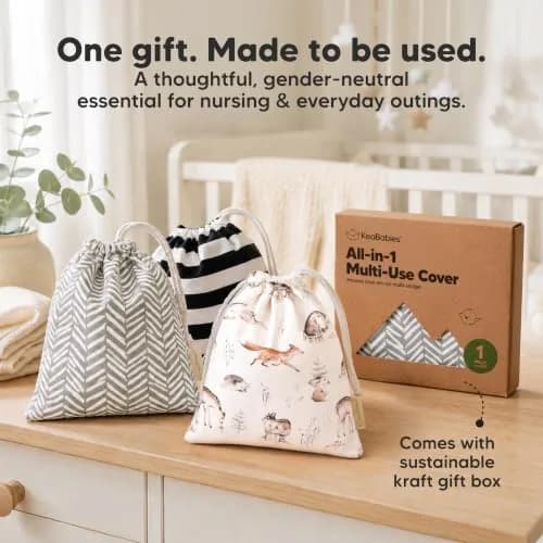 KeaBabies Nursing Cover Herringbone Multi Use Breastfeeding Cover 79cm x 104cm | 360° Coverage for Privacy thumbnail 8