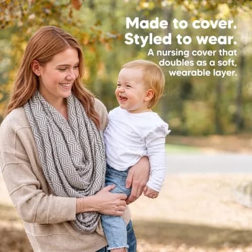 KeaBabies Nursing Cover Herringbone Multi Use Breastfeeding Cover 79cm x 104cm | 360° Coverage for Privacy thumbnail 9