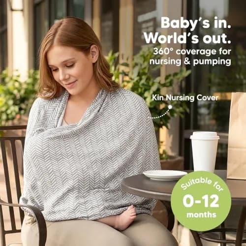 KeaBabies Nursing Cover Herringbone Multi Use Breastfeeding Cover 79cm x 104cm | 360° Coverage for Privacy thumbnail 2