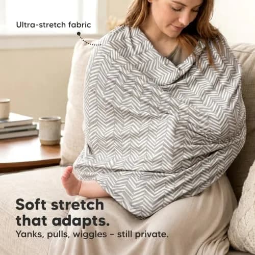 KeaBabies Nursing Cover Herringbone Multi Use Breastfeeding Cover 79cm x 104cm | 360° Coverage for Privacy thumbnail 3
