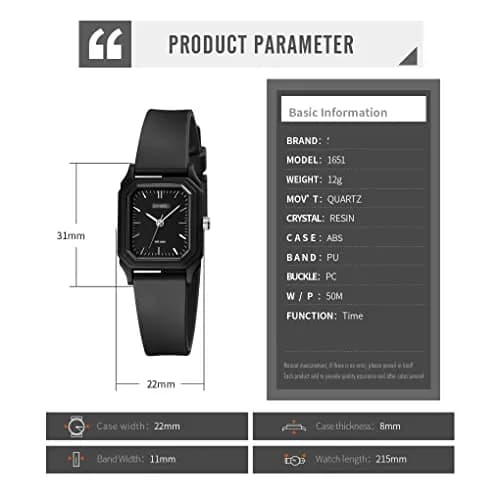 TOOCAT Women Wrist Watch, Ultra-Thin Analog Quartz Waterproof Watch for Women (Black-5) thumbnail 4