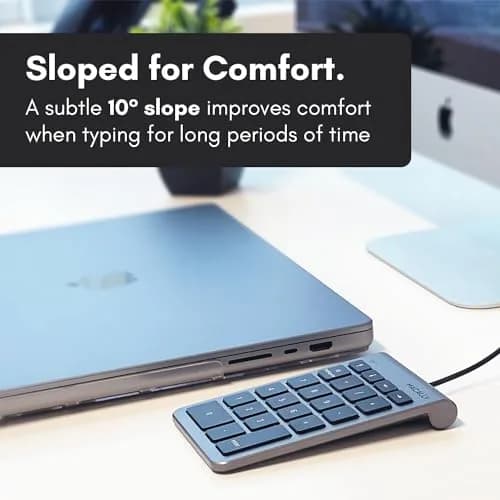 Macally USB-C Wired Number Pad for Mac & PC - 22 Full-Size Keys, Slim Portable Numpad with Tactile Feedback | 22-Key USB Keypad with 5ft Cable thumbnail 5