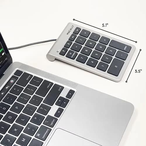 Macally USB-C Wired Number Pad for Mac & PC - 22 Full-Size Keys, Slim Portable Numpad with Tactile Feedback | 22-Key USB Keypad with 5ft Cable thumbnail 8