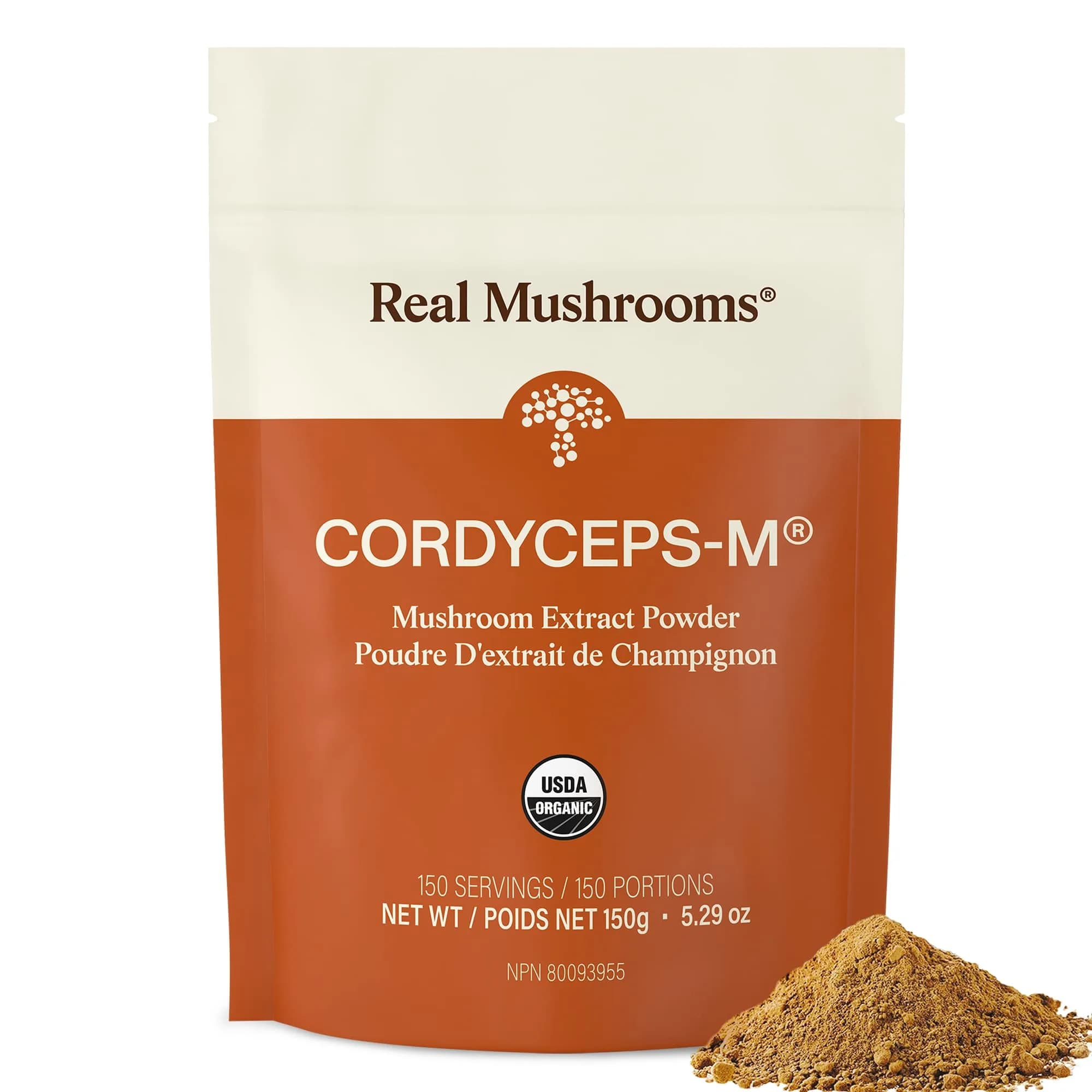 Real Mushrooms Cordyceps Mushroom Powder 150 Servings (5.29 oz / 150 g) | Organic Cordyceps Extract with 8% Beta-Glucans - main product image